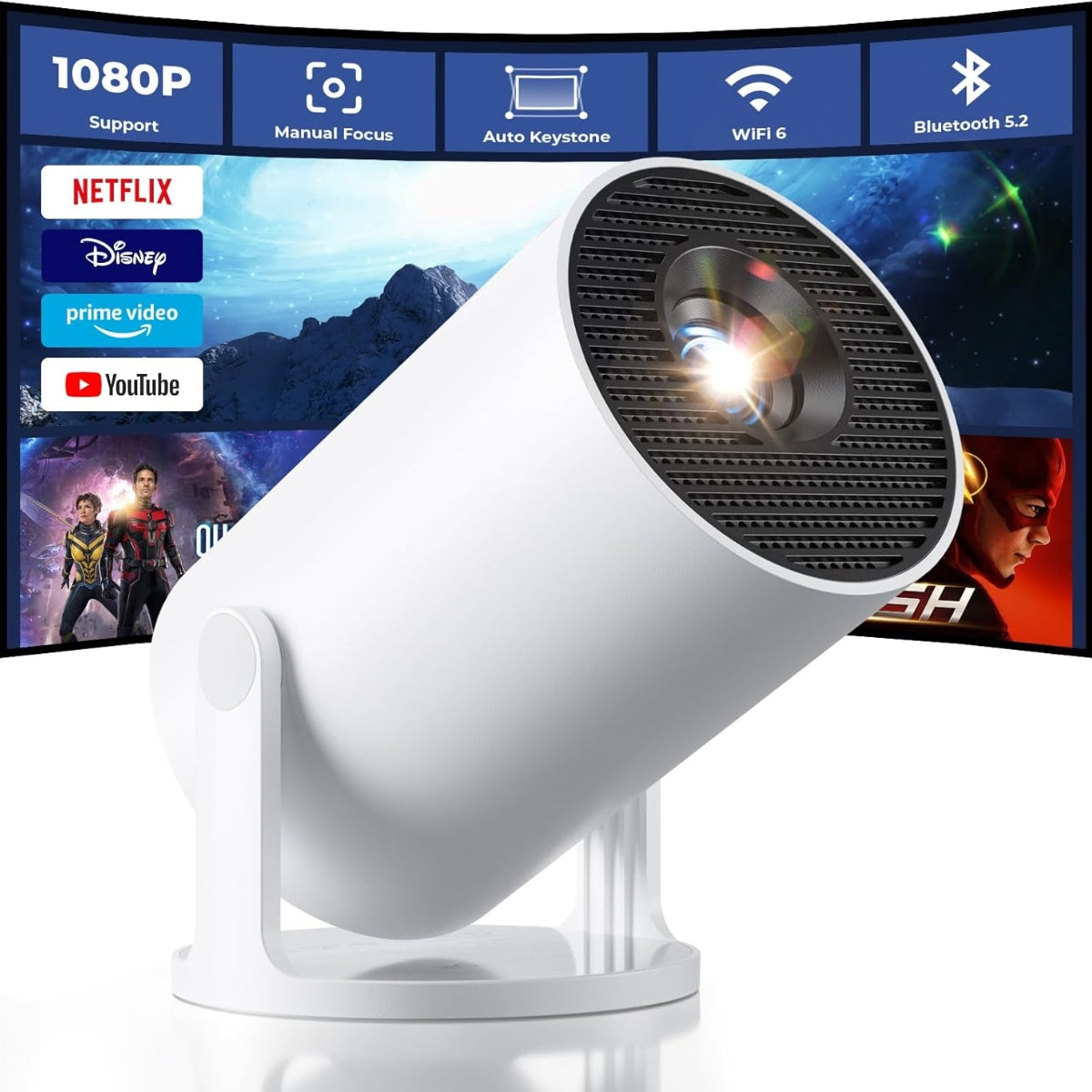 Mini projecteur WiFi & Bluetooth - Full HD